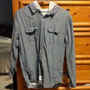 Button up hooded denim jacket